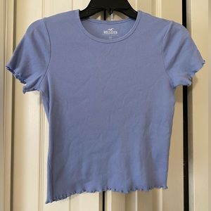 Hollister Ribbed Sky Blue Crop Top